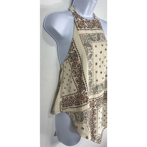Anthropologie Cream and Brown Halter Top - Picture 3 of 5